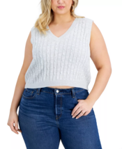 FULL CIRCLE TRENDS Trendy Plus Size Cropped Cable-Front V-Neck Sweater V... - £15.58 GBP