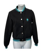 Collectif Black Blue Retro Snap Front Atomic Star Varsity Letter Jacket ... - $1,052.14 MXN
