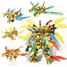 Ninja Gold Dragon Knight Meecha Weapon Building Blocks City 4in1 Robot 7... - $28.99