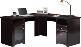 Good &amp; Gracious L-Shaped Desk, Home Office Corner Computer Desk With, Dark Brown - £239.74 GBP