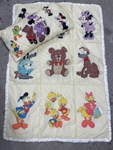 Vtg Disney 2 Pc Crib Set Pillow Comforter QUILT Mickey Minnie and pluto 28x40 - £20.94 GBP