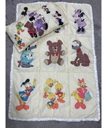 Vtg Disney 2 Pc Crib Set Pillow Comforter QUILT Mickey Minnie and pluto ... - £21.02 GBP