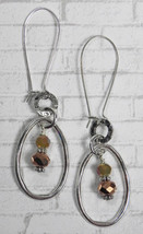Crystal Boho Round Teardrop Hoop Pierced Earrings Handmade Silver Copper New - £11.66 GBP
