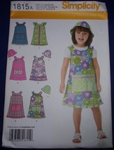 Simplicity Child’s Dress Or Jumper &amp; Hat Size 3-8 #1815 Uncut - £4.78 GBP