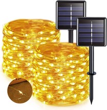 Solar String Lights, 2 Pcs 33 Ft 100 Outdoor String Lights Warm White, 8... - £14.45 GBP