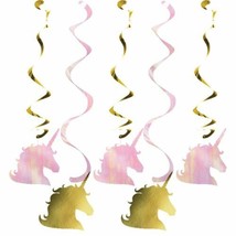 Unicorn Sparkle 5 Ct Foil Dizzy Danglers Pink and Gold - £3.94 GBP