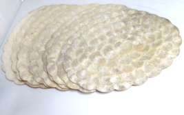 VTG Hallie St Mary 9 Placemats Natural Capiz Pearl Shell Scalloped Edge - £116.49 GBP