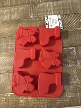Silicone Candy Mold W 3 Xmas Bells &amp; 3 Xmas Stockings - $22.65