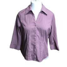Bay Studio Classy Button Up Collared Shirt ~ Sz M ~ 3/4 Sleeve ~ Pinkish Purple - £19.08 GBP