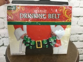 Holiday Drinking Belt Christmas Adult Sz Black Fits 6 Beer Cans NIP - £11.67 GBP