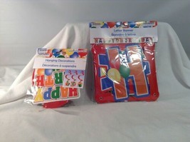 2 PC Happy Birthday Balloons Decor Letter Banner 7 Ft &amp; 3 Pk Hanging Dec... - £6.96 GBP