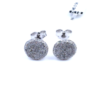 Women&#39;s Stud Circle Earrings Solid 18k White Gold Round Natural Diamonds - £685.31 GBP