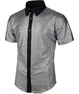 Mens Fashion Sequin Short Sleeve Polo Shirt Stylish Bartender Waiter X-L... - $451.02 MXN
