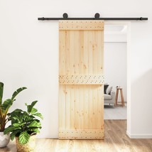 Sliding Door with Hardware Set 80x210 cm Solid Wood Pine - £129.64 GBP