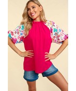 Haptics Frill Mock Neck Half Sleeve Blouse - $59.22 CAD