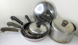 LOT of 7 Revere Ware Copper Clad Bottom Skillets Frying Sauce Pots Pans ... - $98.95