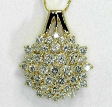 2.00 CT Rundschliff Labor Erstellt Diamant Klaster Anhänger M/18 &quot; 14k Gelbgold - £72.19 GBP