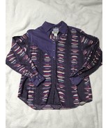 Wrangler Vintage Western Purple Button Front Shirt Rodeo Farm Horse Azte... - $32.71