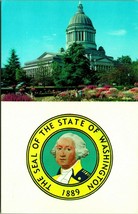 Dual View Capitol Building State Seal Olympia Washington WA UNP Chrome Postcard - £3.11 GBP