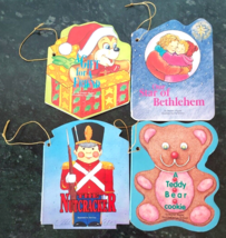 4 GoodTimes Christmas Children&#39;s Board Book Ornaments Vtg 1991 Stocking ... - $8.91