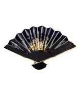 Porcelain Trinket Dish, Cobalt Blue Japanese Fan, Gold Trim, Cart w/Flowers - $19.97 CAD