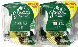 2 Pack Glade Plugins Scented Oil Sparkling Spruce Timeless Joy 1 Warmer 1 Refill - £20.70 GBP