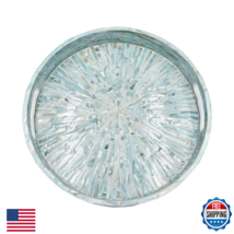 PEMAR 12.6” Mother of Pearl Round Serving Tray with Handles, Decorative ... - $72.76