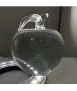 Vintage Clear Art Glass Apple With Leaf Paperweight 3 &quot; - $33.01 CAD