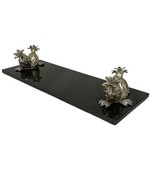 Black Granite Silver Plated Pineapples Cheese Board Tray Charcuterie God... - $66.50