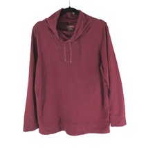 LL Bean Womens Ultrasoft Sweats Funnelneck Pullover Shirt Drawstring Red L - $28.88