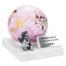 Pink baby girl urn, unique child urn, infant urn for ashes ,  hand-painted urn - £260.47 GBP