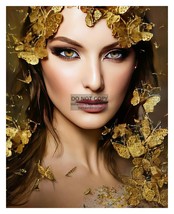 Gorgeous Lady Golden Eyes &amp; Butterfly 8X10 Fantasy Photo - £6.77 GBP
