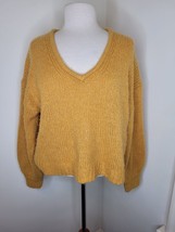 Women&#39;s Madewell chunky cozy Cropped sweater Med Mustard Yellow - £9.34 GBP
