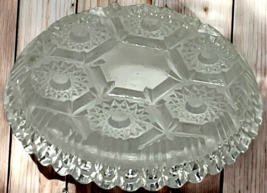 Vtg Italian Pressed Glass Sawtooth Ashtray Crystal Cut Starburst Pattern 4.25" image 4