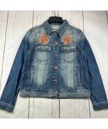 Mavi Small Printed Cropped Fit Mid Stretchable Denim Jeans Jacket Blue W... - $139.59 CAD