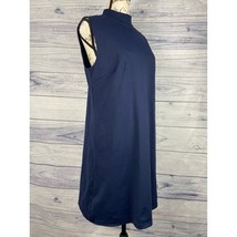 Cynthia Rowley Sleeveless Shift Dress Women 10 Mock Neck Blue Zip Back Stretch - $15.84