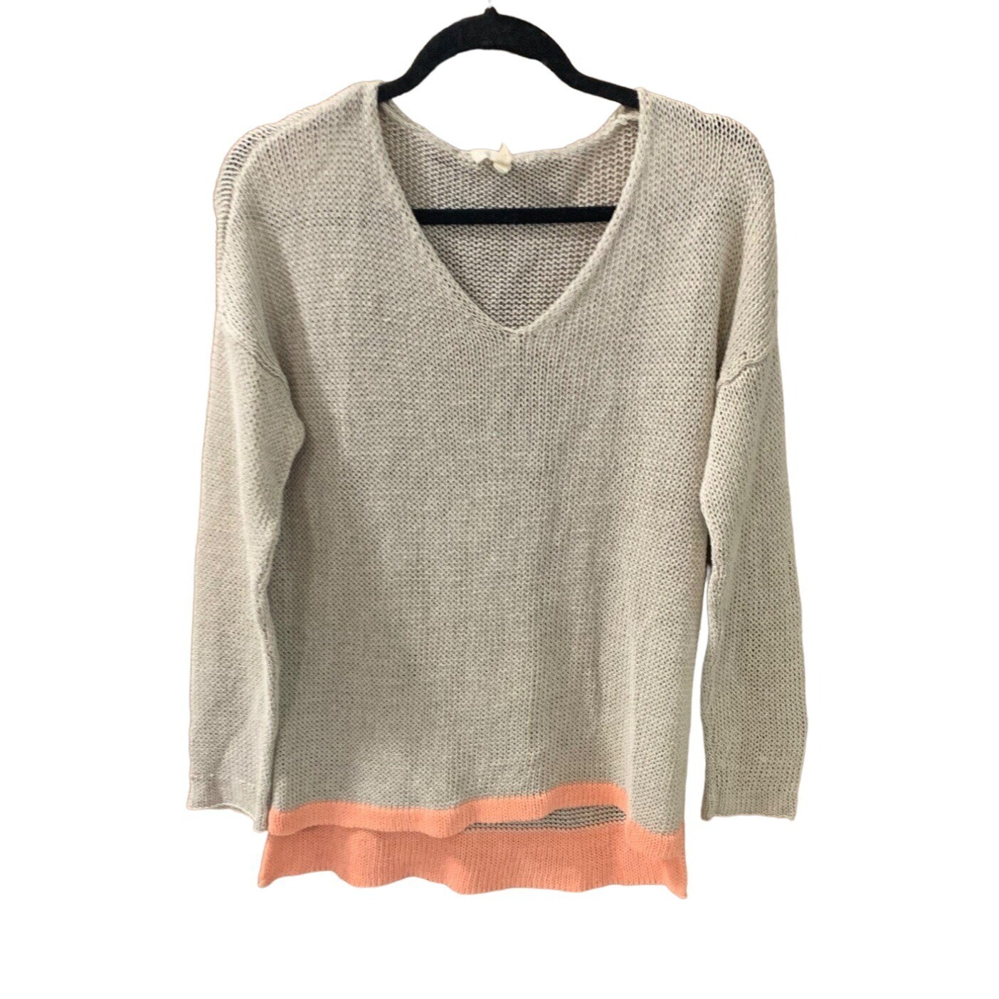 Eileen Fisher Womens Size Medium M Sweater pullover Beige Orange Trim Hi... - £24.03 GBP