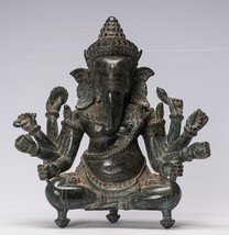 Ganesha Statue - Antik Khmer Stil Bayon 8 Arm Ganesh 34cm/35.6cm - £738.09 GBP