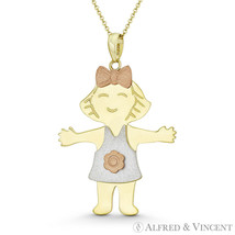 It&#39;s A Baby Girl! 34x23mm Celebration Pendant 3-Tone 14k Rose White Yellow Gold - £194.74 GBP+