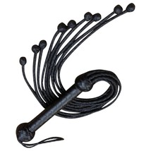 Real Cowhide Leather Flogger 09 Single Braided Knot Fall Black Heavy Thuddy whip - £19.58 GBP
