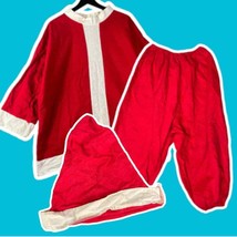 Santa Costume Vintage Claus Christmas Suit Outfit Adult One Size Red Holiday Vtg - £42.72 GBP