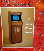 El Grande Arcade Flyer Video 5 Draw Poker Game Tuni Electro Original 8.5... - $23.40