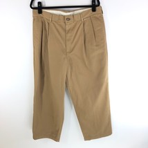 LL Bean Mens Khaki Pants Double L Classic Fit Pleated Brown Cotton 37x26... - $14.49