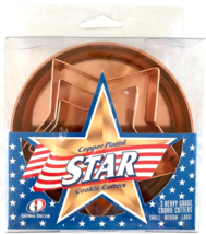 3 Cookie Biscuit Cutters Heavy Gauge Copper Plated Star Matching Contain... - $7.84
