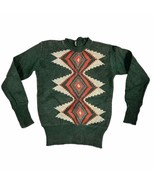 Rare Vintage 1940s Intarsia Sweater Sz S Womens LS Cotton Green Rust - $265.52