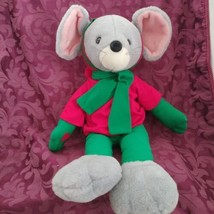 Adorable Large Christmas Mouse W/Big Ears &amp; Feet Scarf Plush  22&quot; MusicN... - $19.79