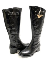 New Born Women&#39;s Cort Crackled Leather Riding Tall Boots Black Variety S... - $142.49