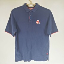 Men&#39;s Majestic Red Sox Polo Shirt Size Medium M  Blue Sewn Patch Logo - £11.10 GBP