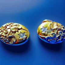 EARTH MINED DIAMOND Antique Cushion Deco Cuff links Solid 10K GOLD ART N... - $1,610.25