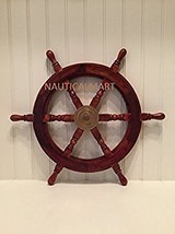 Nauticalmart 24&quot; Wood And Brass Nautical Ship Wheel Marine Decor - £71.14 GBP